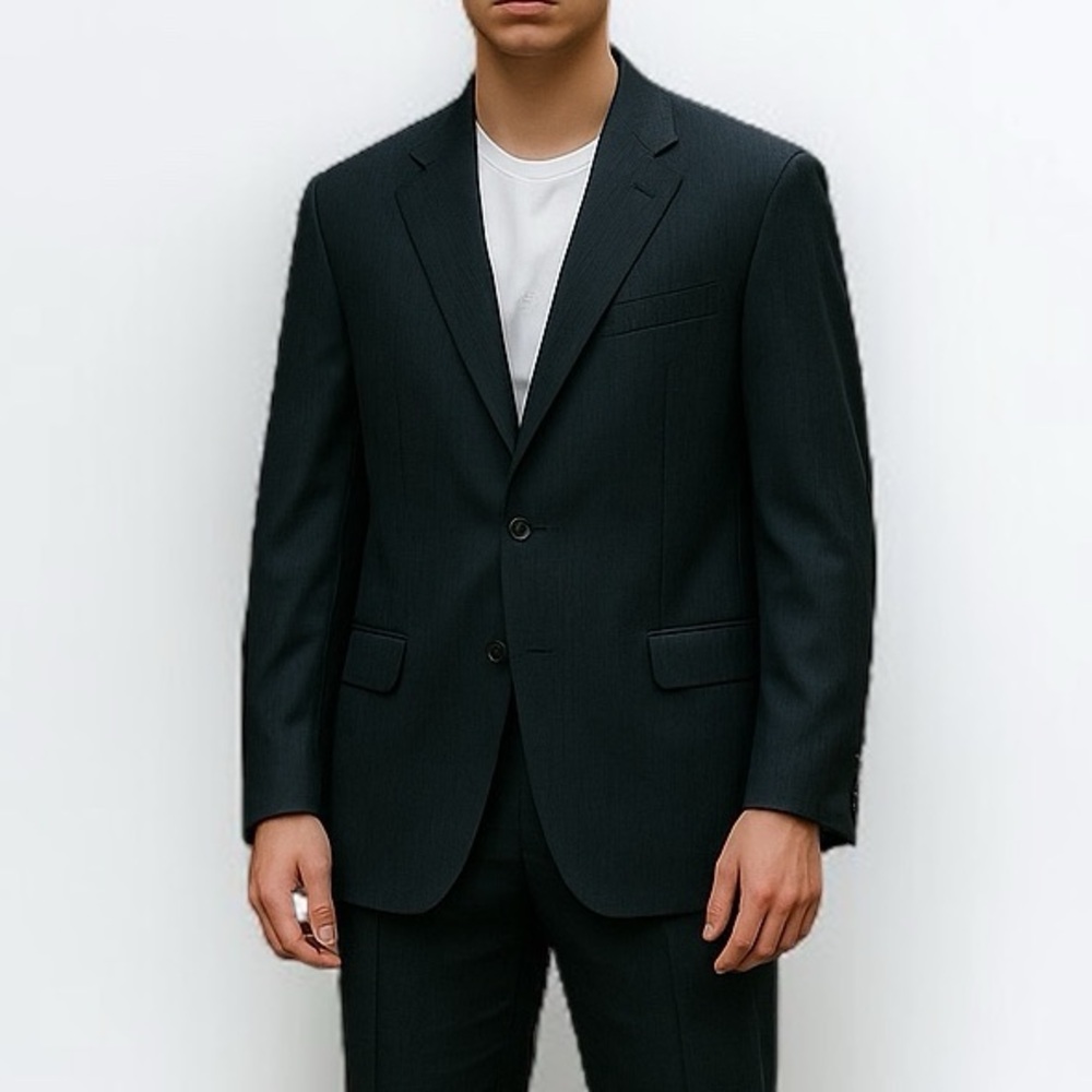 Ermenegildo Zegna Tonal Stripe Wool / Silk Blazer In Navy | Size 42 R